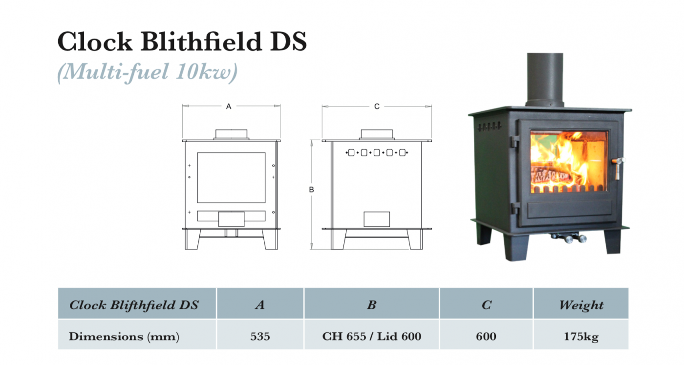 Clock Blithfield Double Sided Dorset Stove Installations